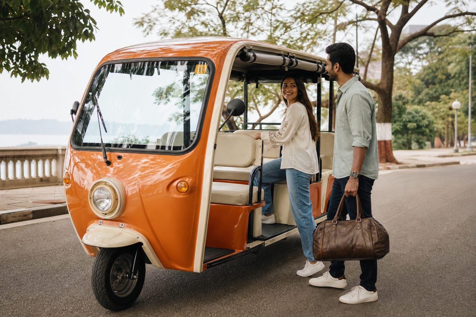 Passengers boarding an e-rickshaw in Guwahati